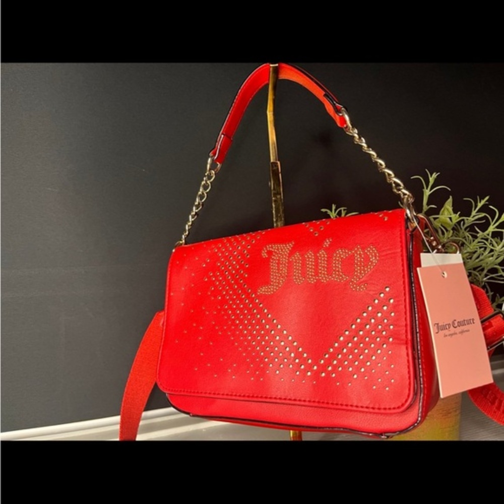 Juicy Couture Lovely Day Studded Flap Crossbody Bag Red NWT
